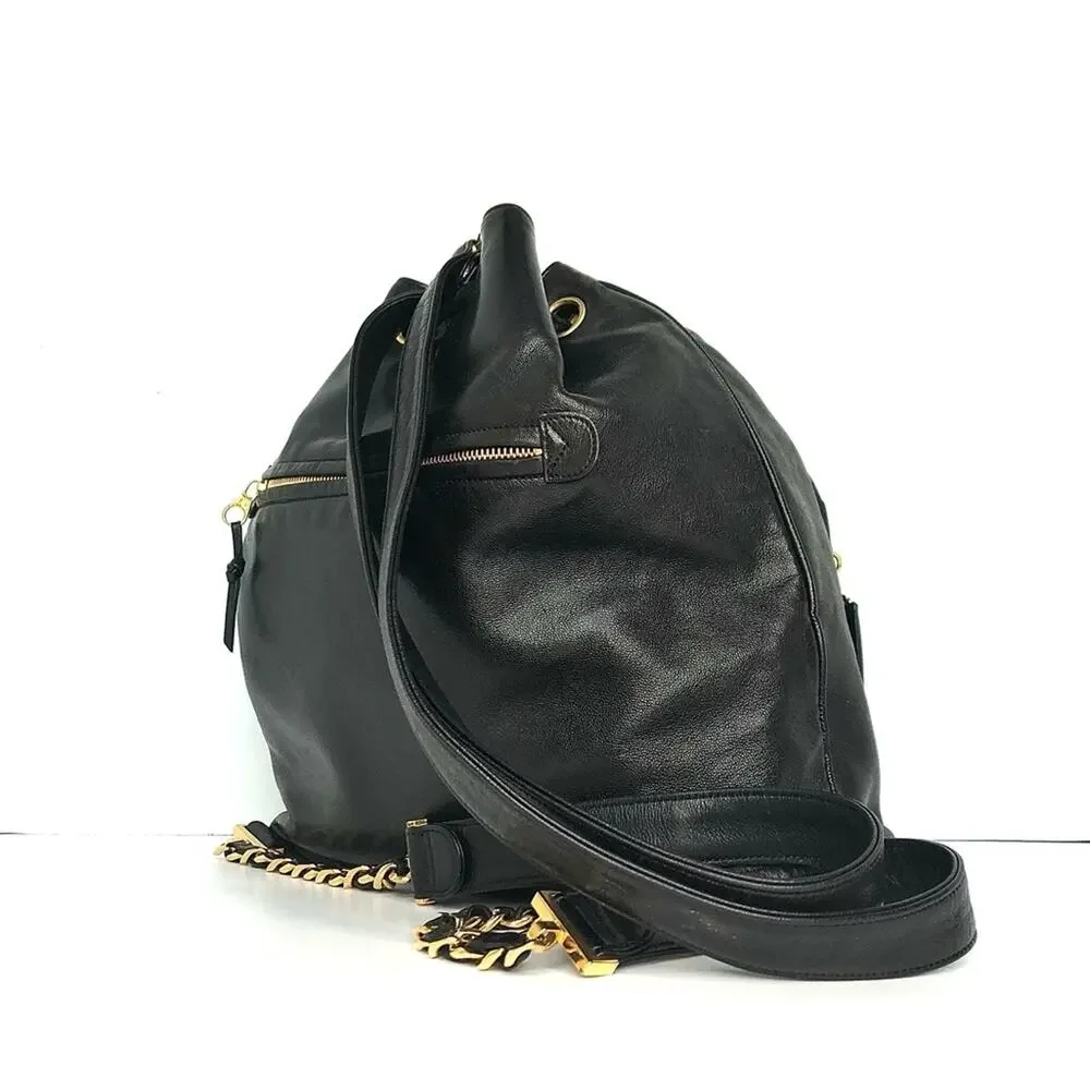 Chanel Gabrielle Lambskin CC Drawstring Dark Brown Backpack Bag - Picture 3 of 10
